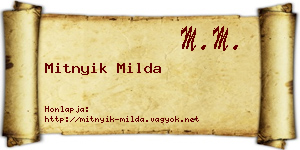 Mitnyik Milda névjegykártya